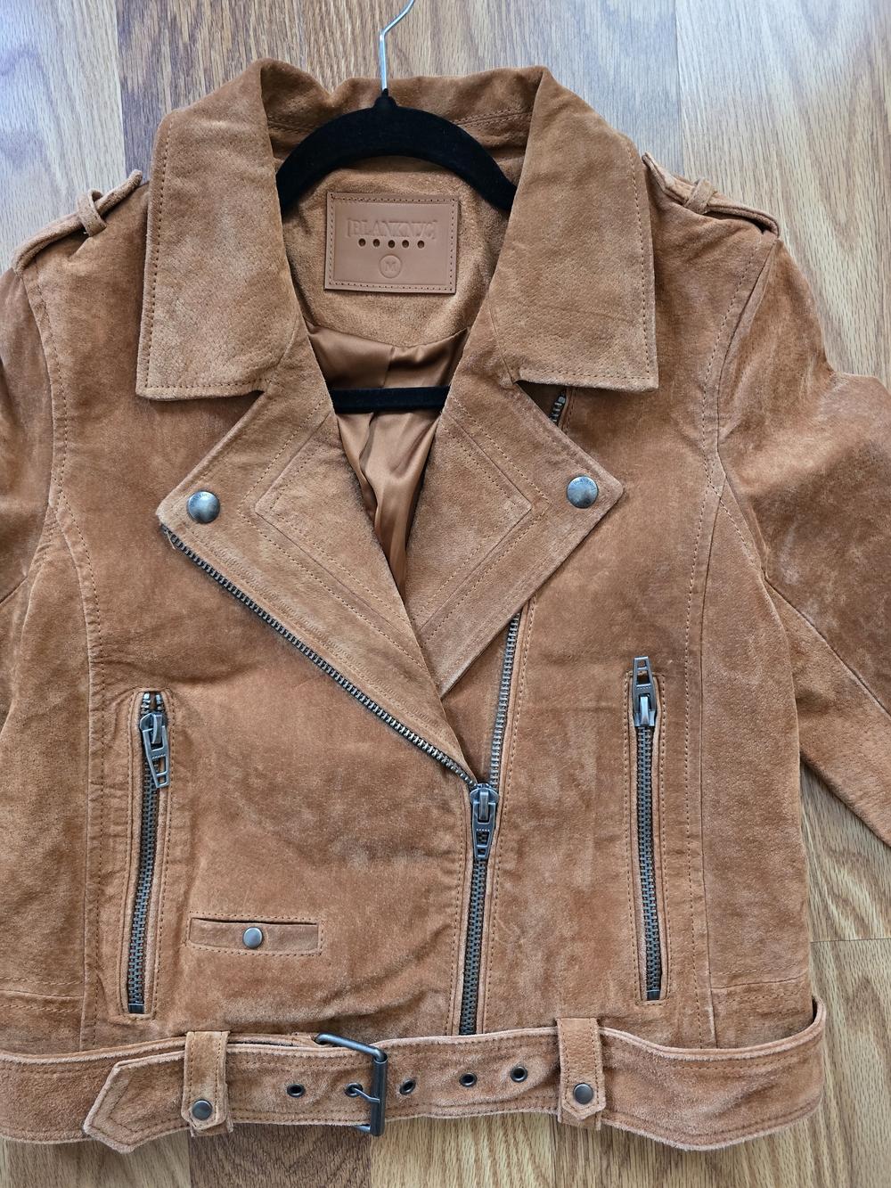 Blank NYC Suede Moto Jacket - Rust Orange. BLANKNYC Denim Morning Suede - Picture 13 of 15